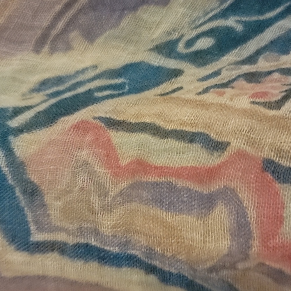 Chico's Linen Poncho Cover up Size XL Purple Pink Blue - Picture 6 of 6